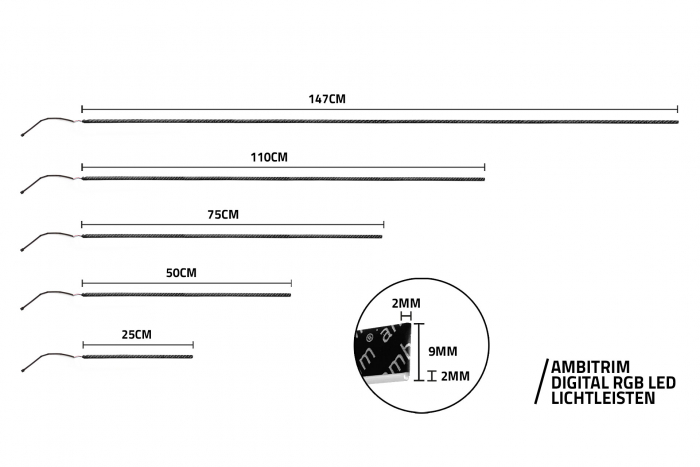 ambitrim® digital PRO RGB RGBIC FULL LED Ambient Light single parts